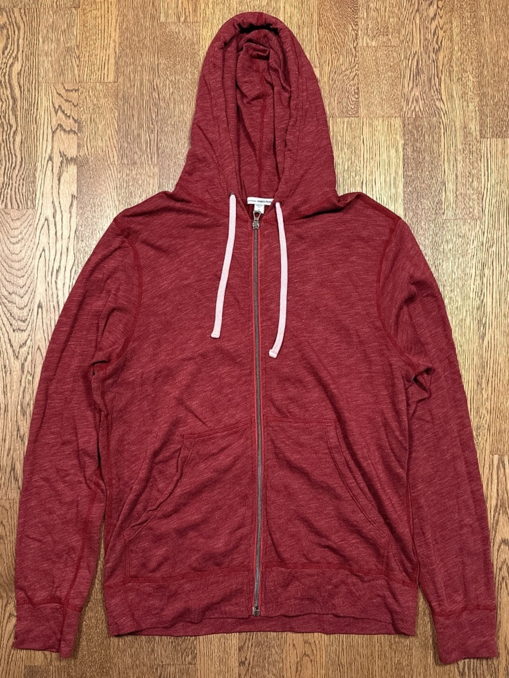 Standard James Perse Vintage French Terry Lightweight Full Zip Hoodie Red Mens 2